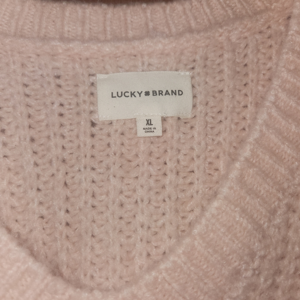Lucky Brand Women's Soft Pink V-Neck Sweater